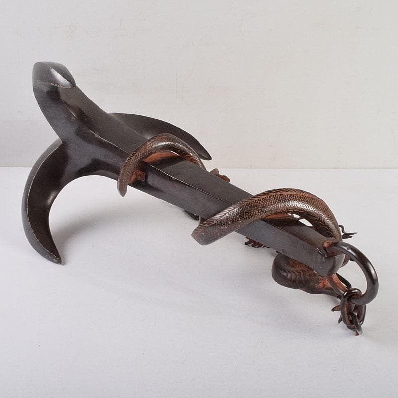 高岡銅器　金工家　村田宏作　銅製　龍と碇　釣釜道具　置物　F　R9369H