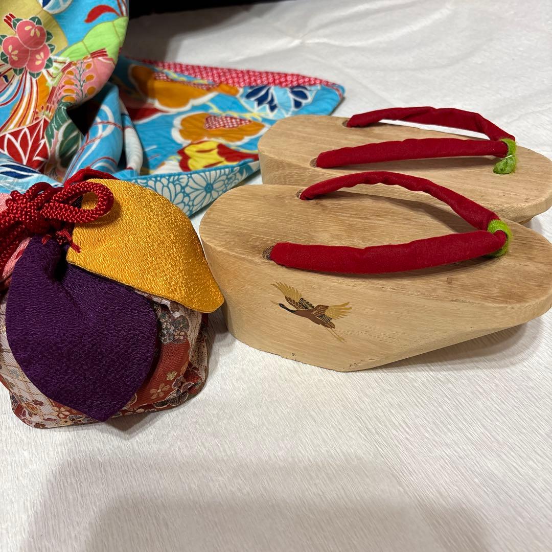 七五三　着物セット　7歳　水色　だらり帯　舞妓　双子　ハーフ成人式　十三詣り