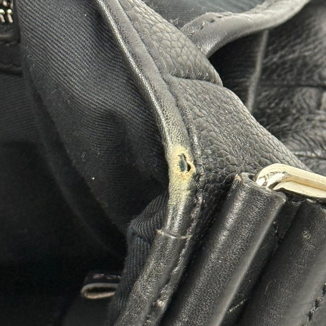 【A4可/美品】ドルチェ&ガッバーナ ロゴプレート ショルダーバッグ シボ革 黒