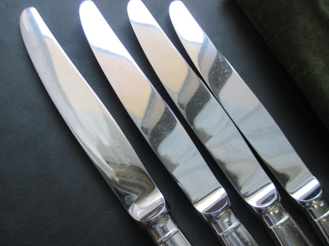 ☆仏蘭西銀器クリストフルシルバー　テーブルナイフ４本セット　アルビ　収納袋入り