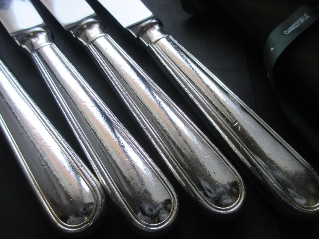 ☆仏蘭西銀器クリストフルシルバー　テーブルナイフ４本セット　アルビ　収納袋入り