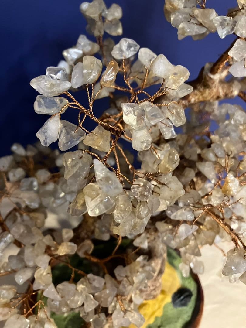 招財樹　置物　金のなる木 　風水 　天然石 縁起物　桜置物　盆栽