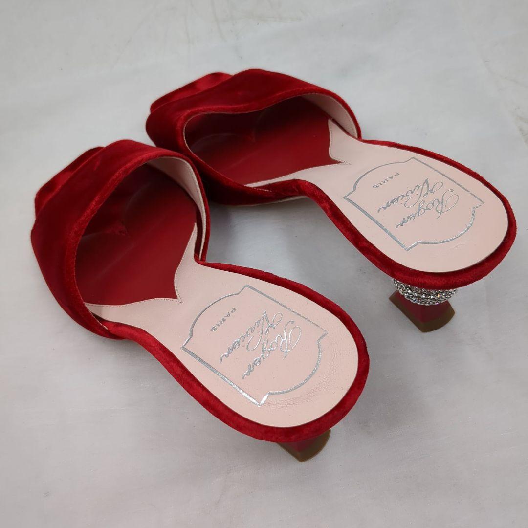 未使用級 ロジェヴィヴィエ ビジュー ヒール ベロア ミュール 36 23cm