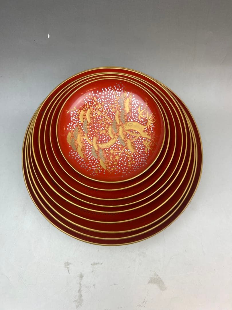 ［美品］金彩　九つ組盃　金蒔絵　正月　祝い　本漆塗り