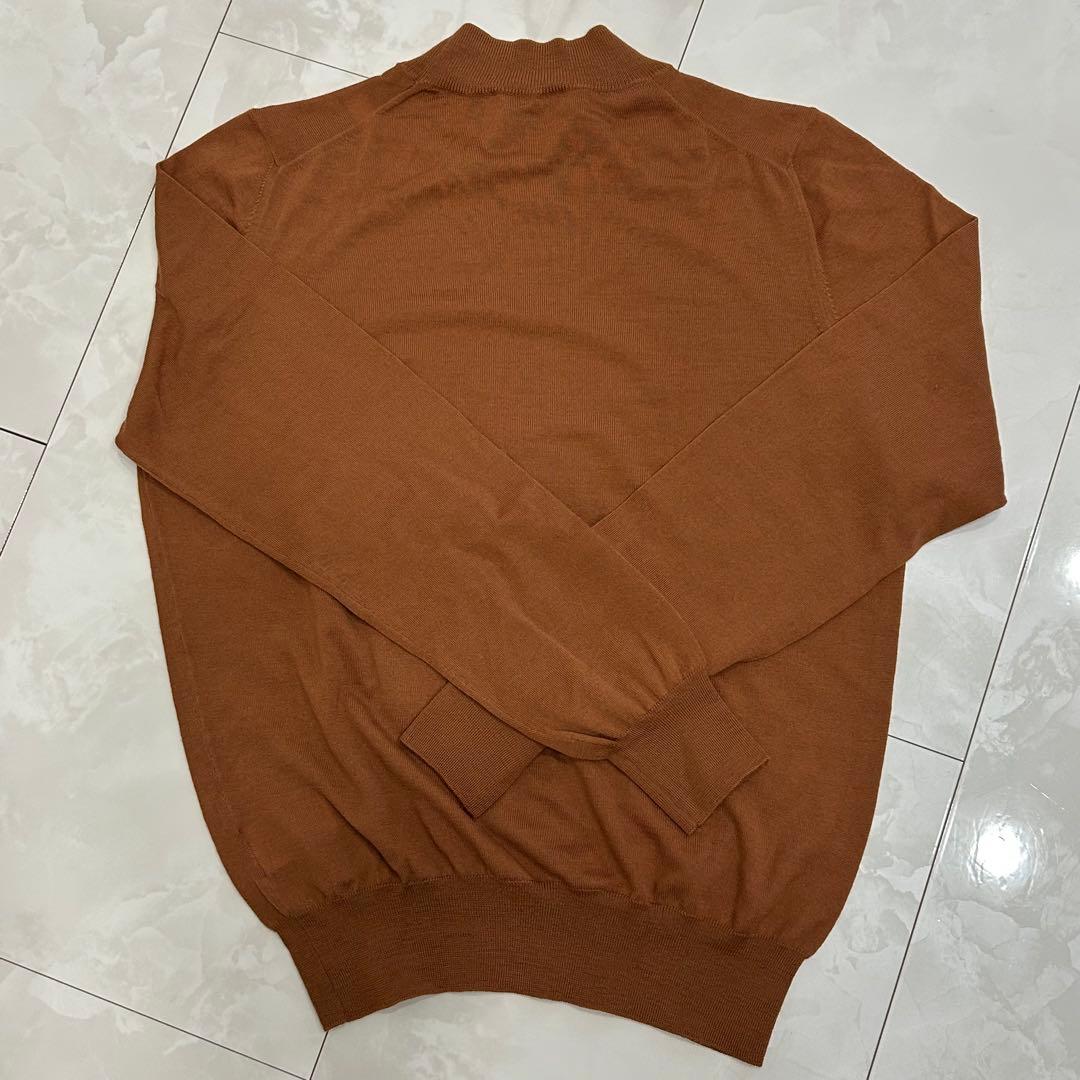 極美品 クリーニング済 グランサッソ モックネックニット 46 レンガ オレンジ