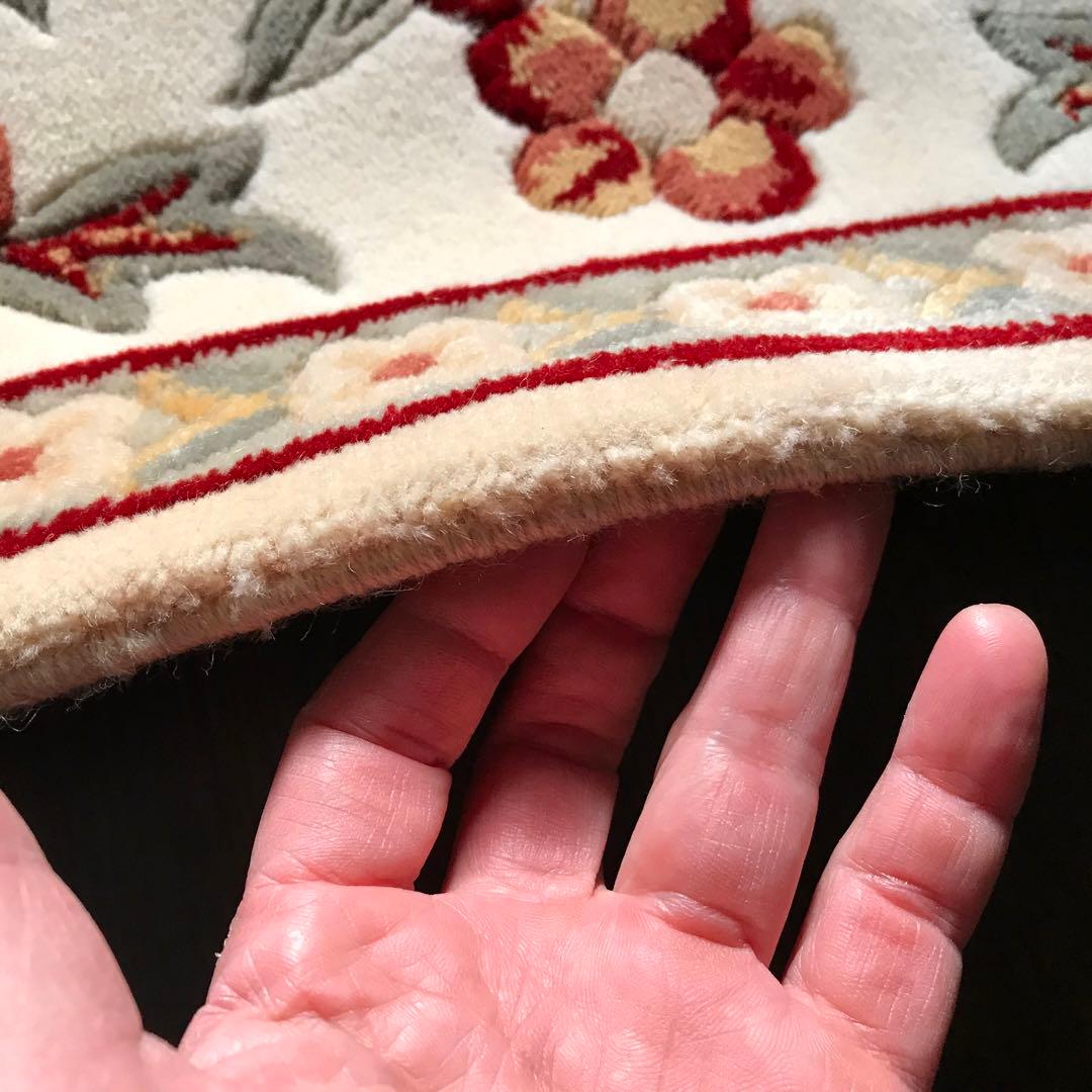 花柄 和風 ラグ ラグマット 段通 絨毯169×241cm ベージュ