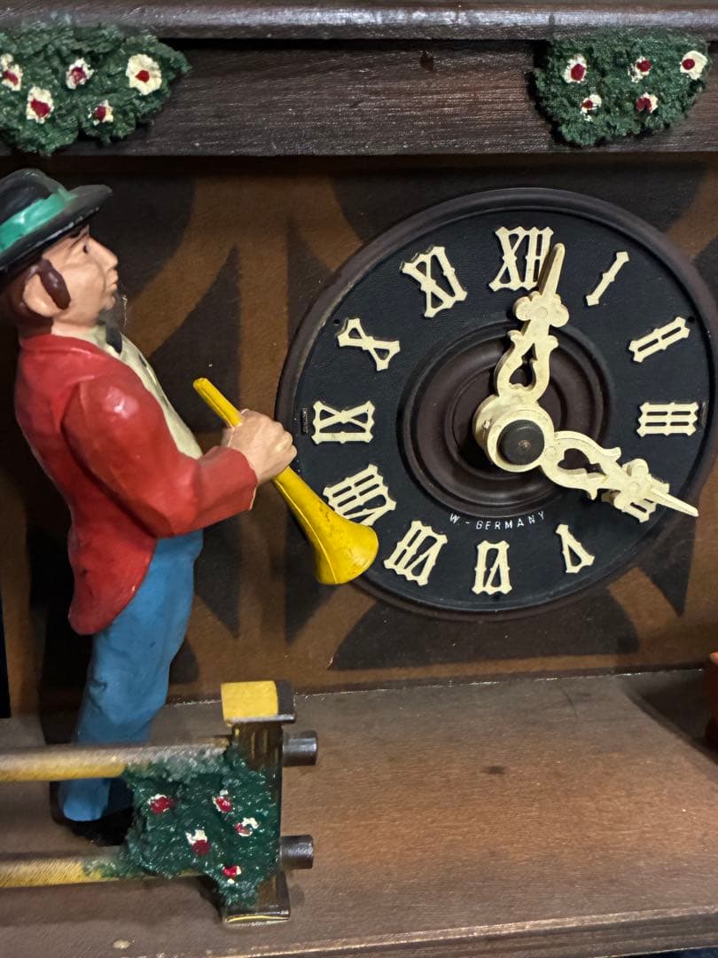希少 ビンテージ ドイツ製 鳩時計 からくり時計 音楽隊 振子時計 ぜんまい