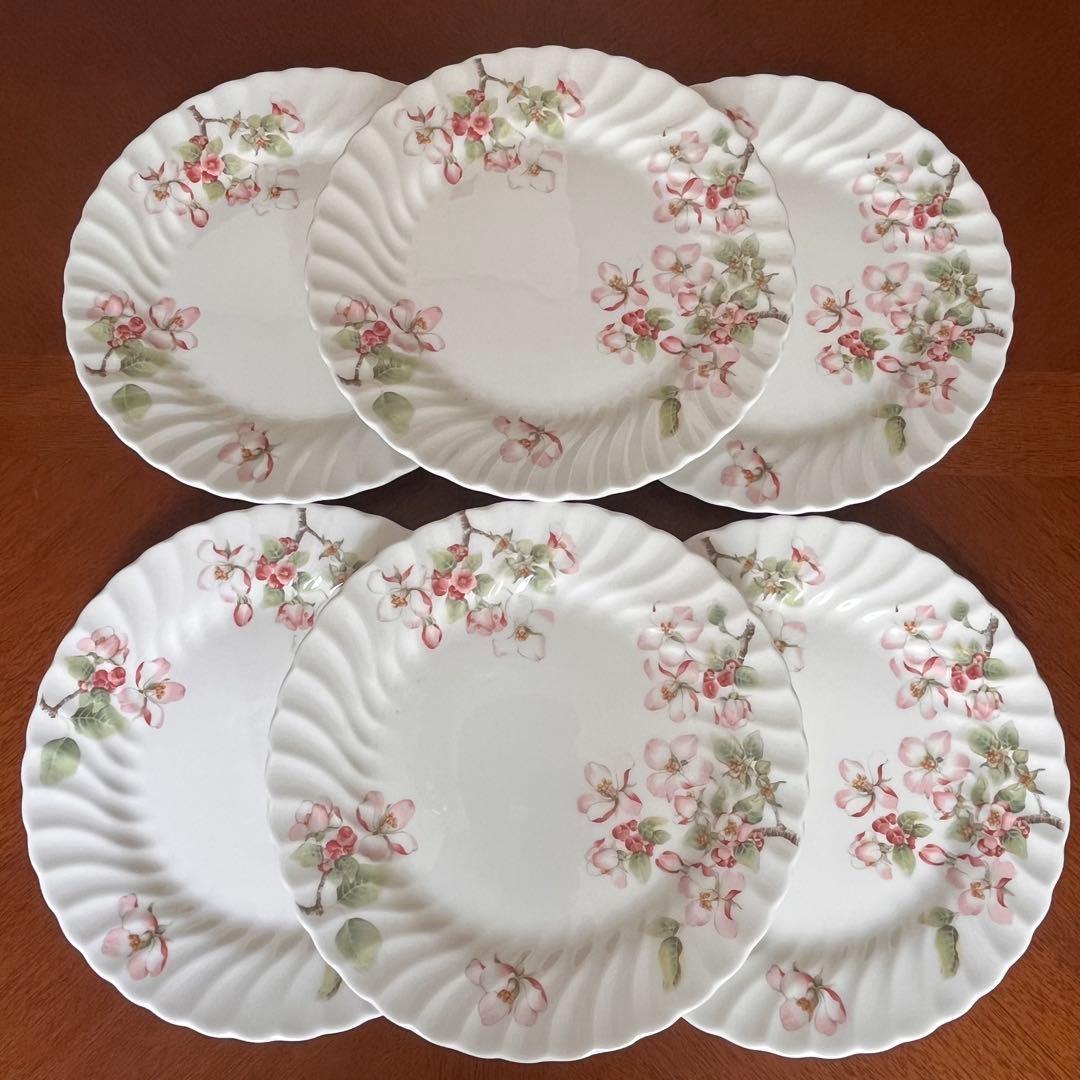 【黒壺美品】英国製　ウェッジウッド★アップルブロッサム★デザートプレート　6枚