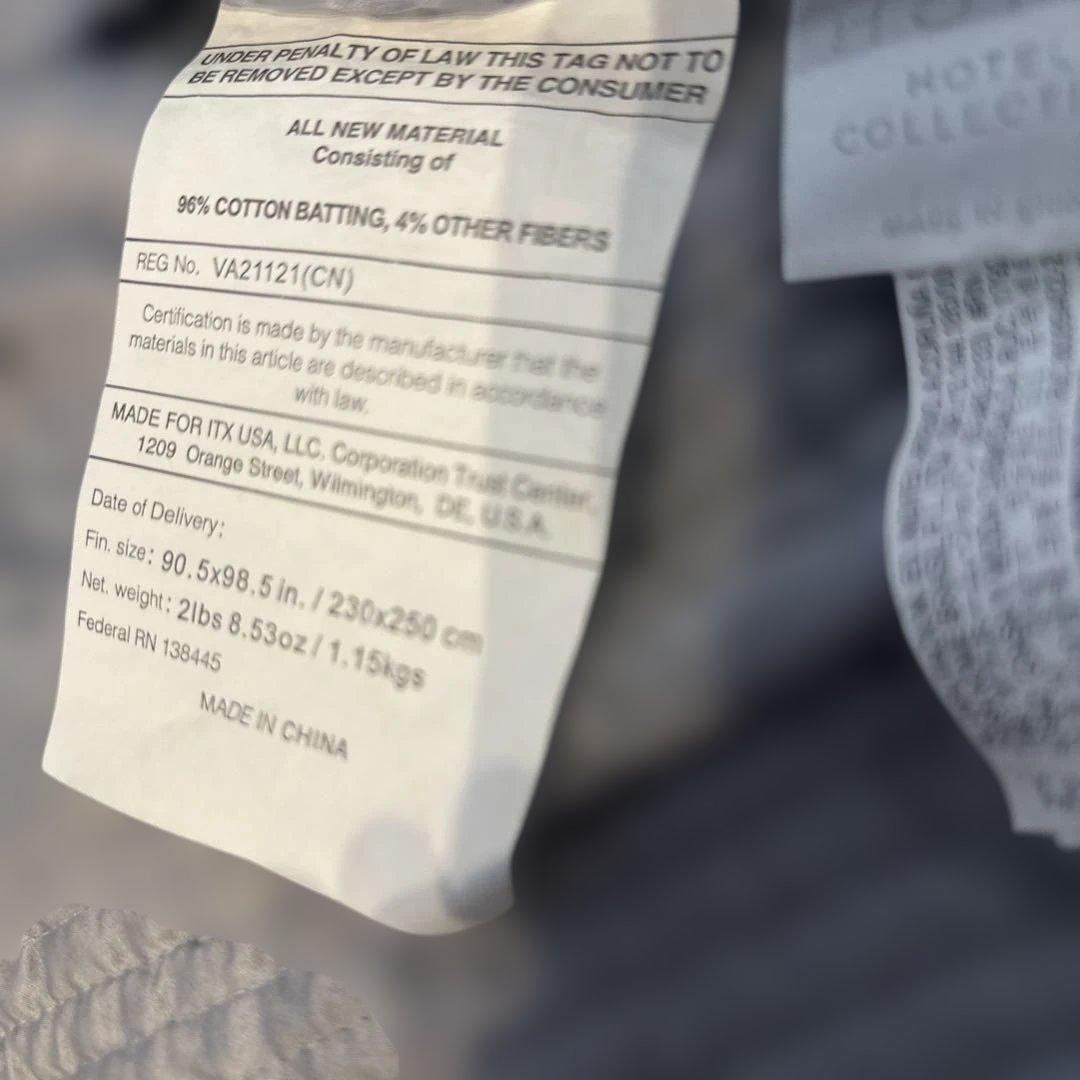 ザラホーム　キルト ベッドカバー　クイーン キング スプレッド　グレー