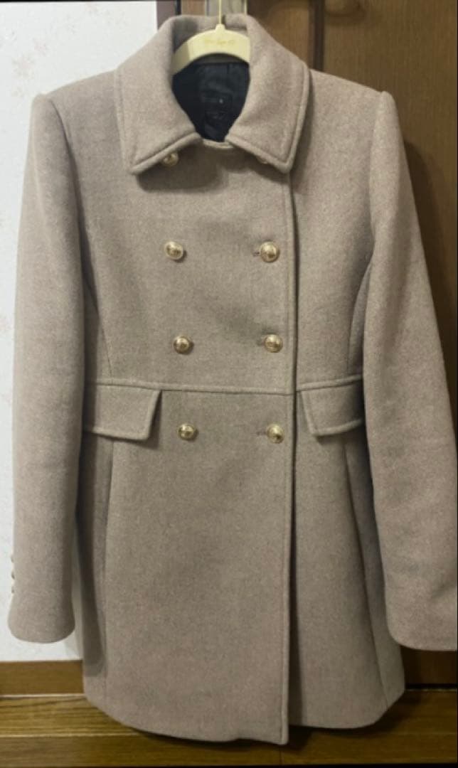 zara ウール混紡ショート丈ダブルブレストコート xs ライトミンク