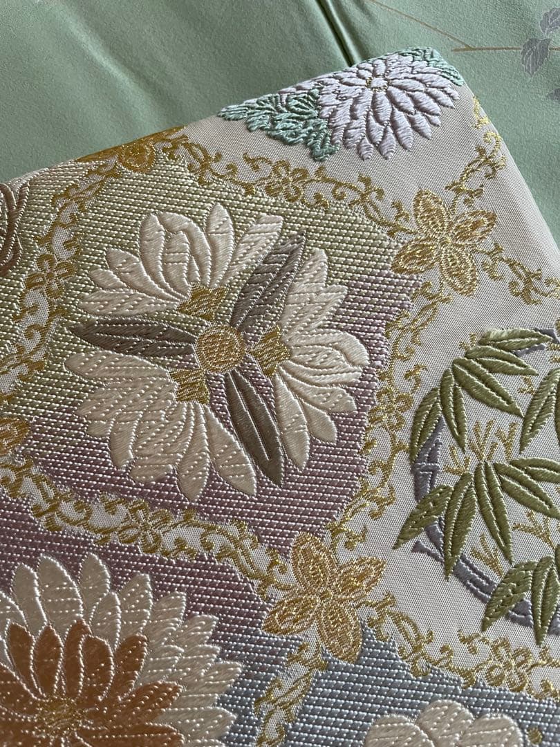 【美品】西陣 丸勇風雅 花紋 六通袋帯440cm 31cm