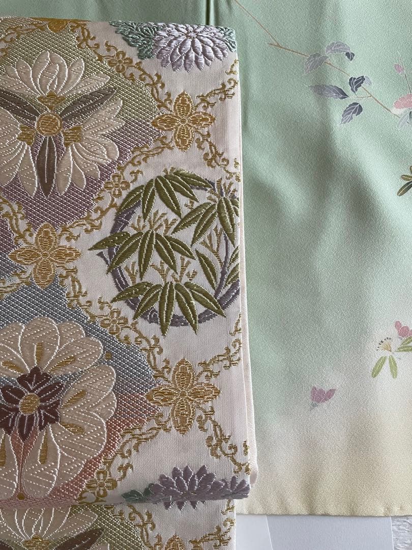 【美品】西陣 丸勇風雅 花紋 六通袋帯440cm 31cm