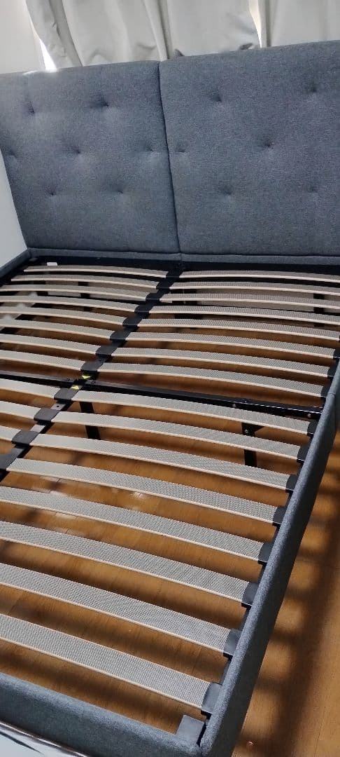 エマ　グレー クイーン　ベッド　フレーム ポケット付き　エマスリープ　emma