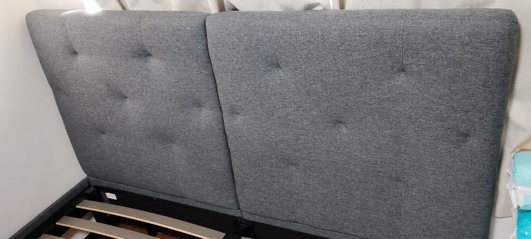 エマ　グレー クイーン　ベッド　フレーム ポケット付き　エマスリープ　emma