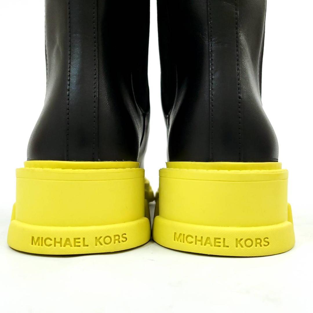 未使用　マイケルマイケルコース　レザーサイドゴアブーツ　本革　ブラック　イエロー