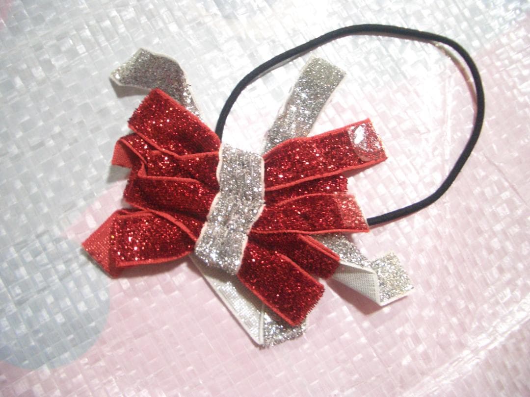 12人分　赤とシルバー　ダンス衣装 　スパンコール大リボン & ミニリボン付き