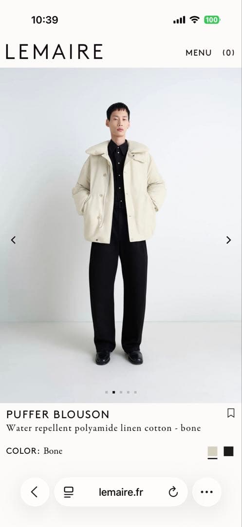 今日までの出品です LEMAIRE 25A/W PUFFER BLOUSON