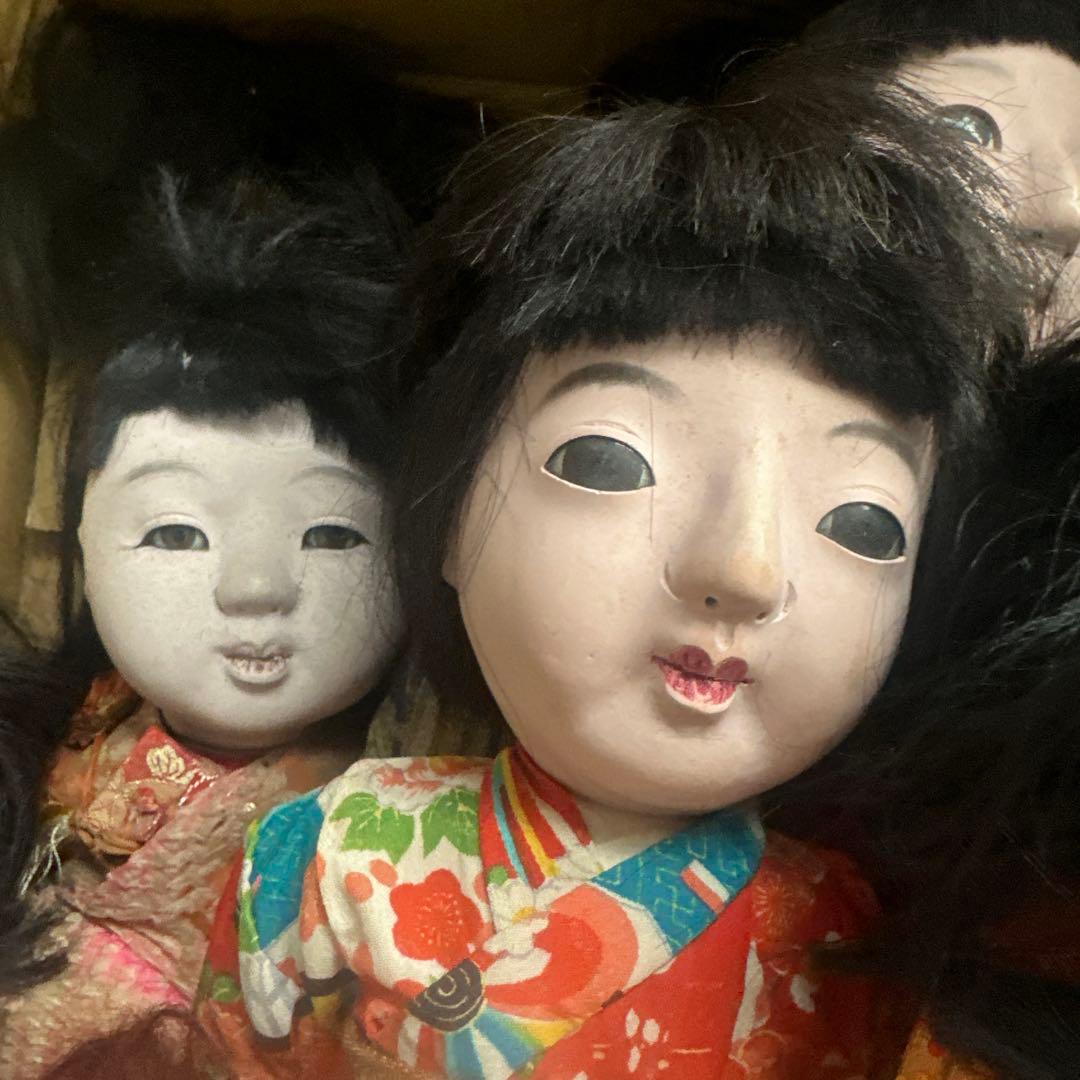 お値下げ❣️座敷童子部屋の市松人形セット 伝統的和服 黒髪
