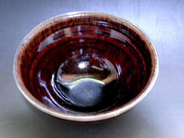 茶碗■瀬戸 天目茶碗 山十窯 【加藤光右衛門】 飴釉 桐共箱 時代物 骨董品■