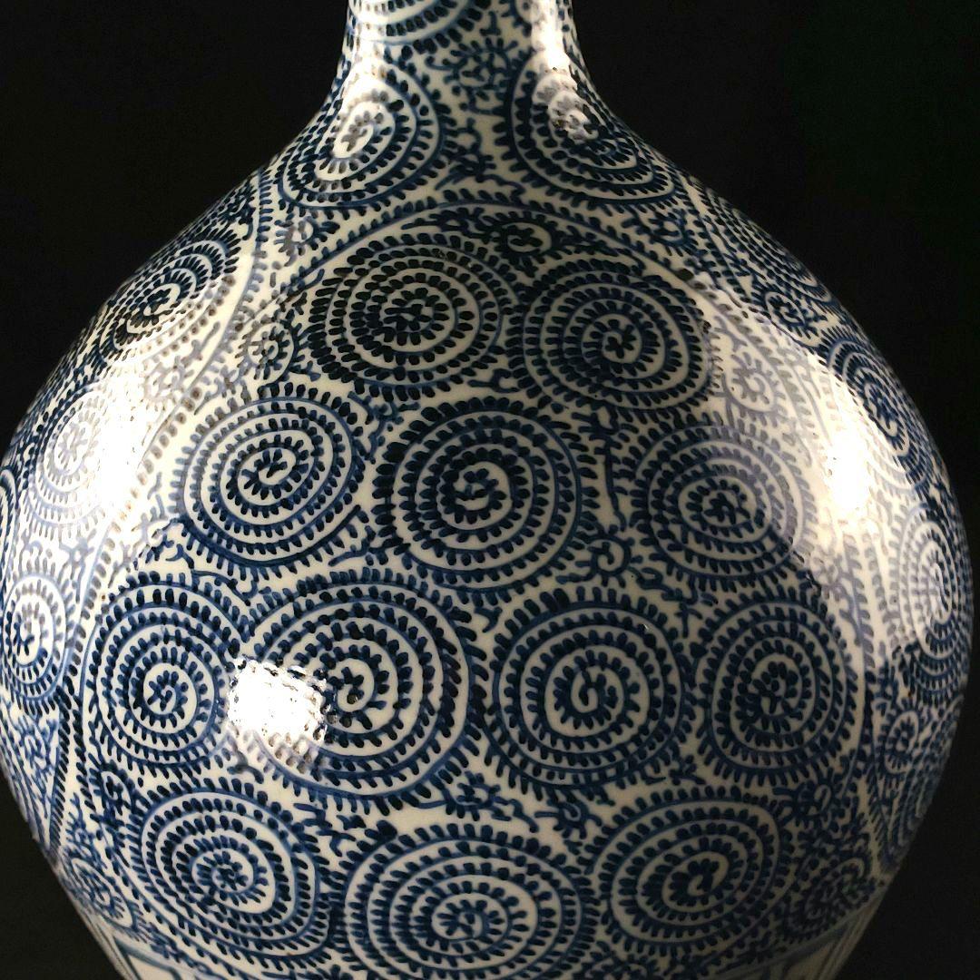Y2788 古伊万里 染付蛸唐草文瓶 壷 高さ40㎝ 大型