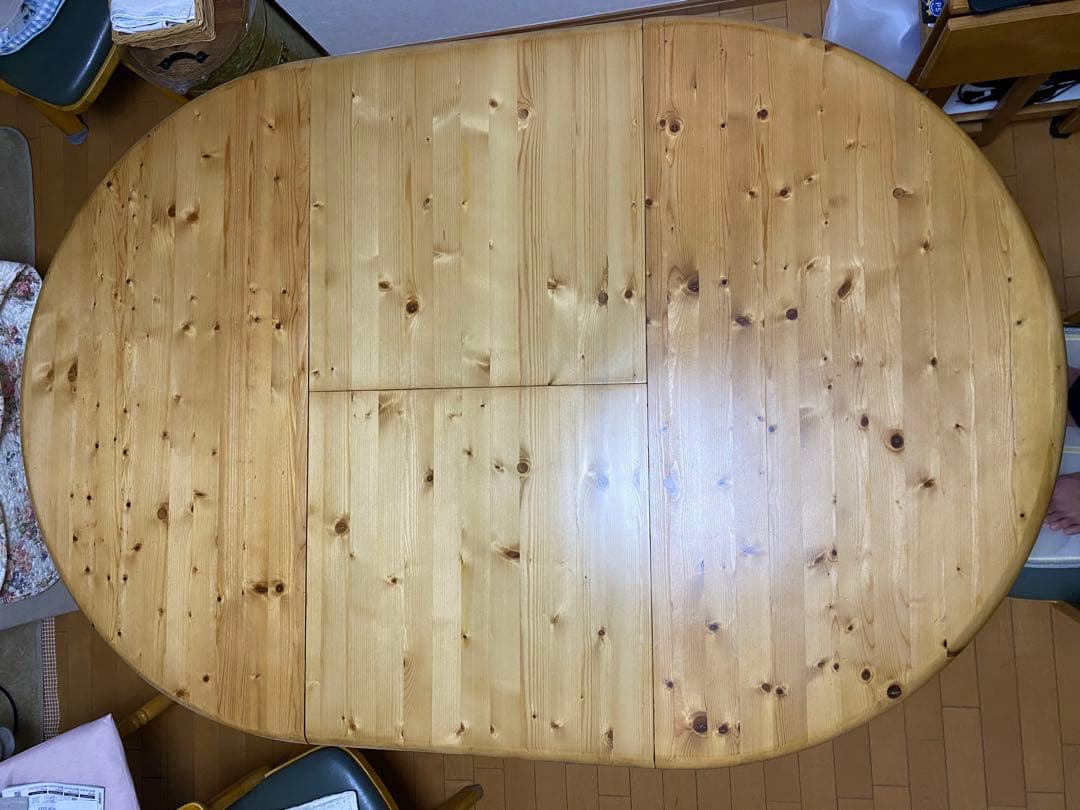 IKEA北欧好きパイン材カントリーラウンド伸縮テーブル 可愛輸入アンティーク家具