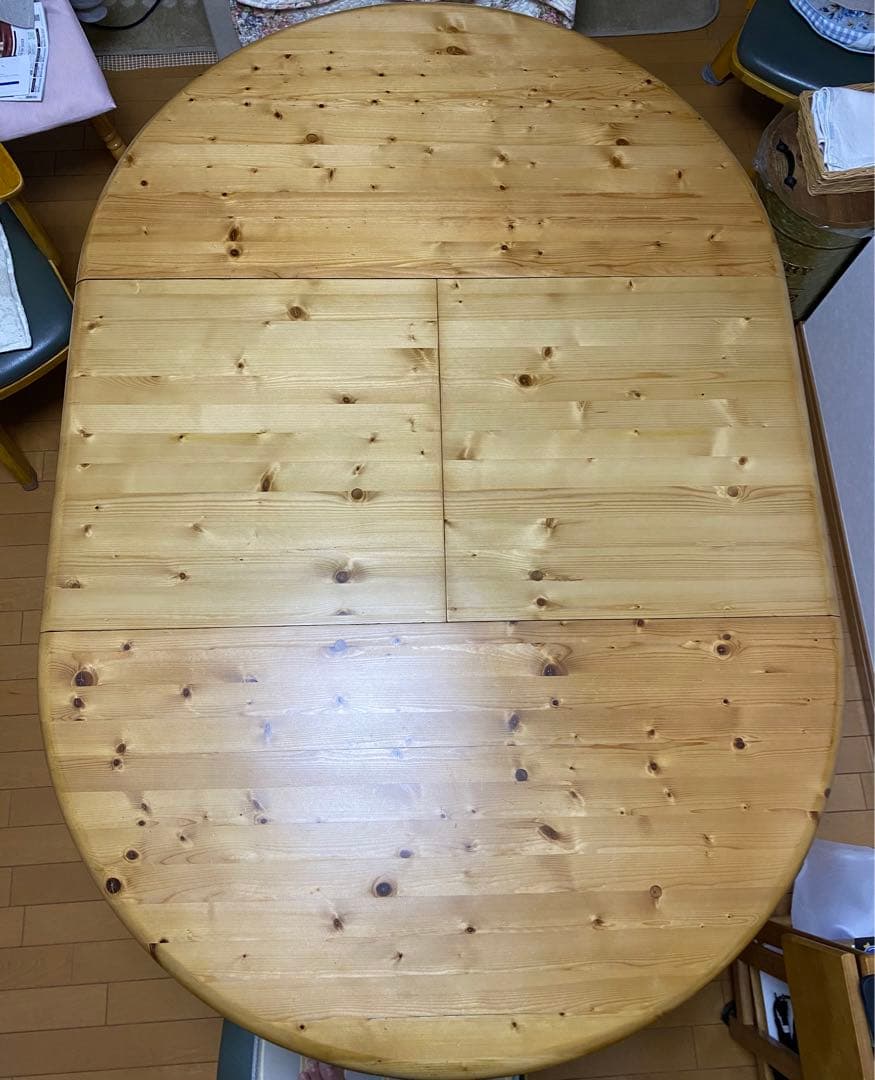 IKEA北欧好きパイン材カントリーラウンド伸縮テーブル 可愛輸入アンティーク家具