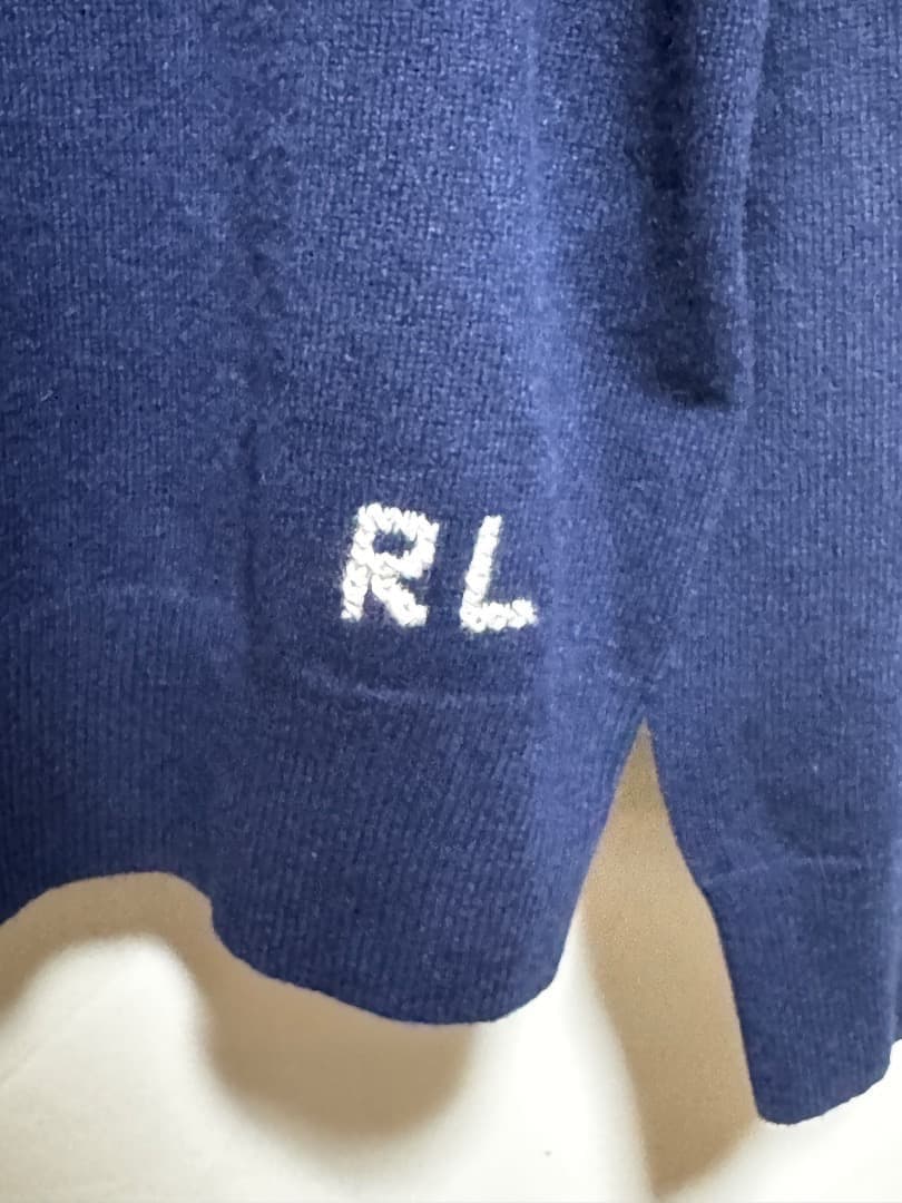 ポロラルフローレン ドッグインターシャ カシミヤセーター サイズM 新品 紺色