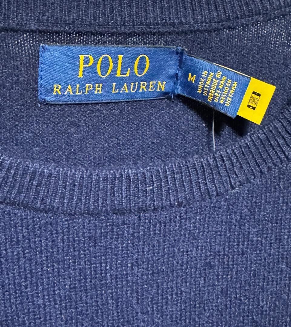 ポロラルフローレン ドッグインターシャ カシミヤセーター サイズM 新品 紺色