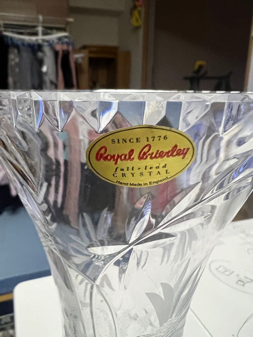 未使用イギリス王室御用達ロイヤルブライアリー1776年クリスタルフラワーベース