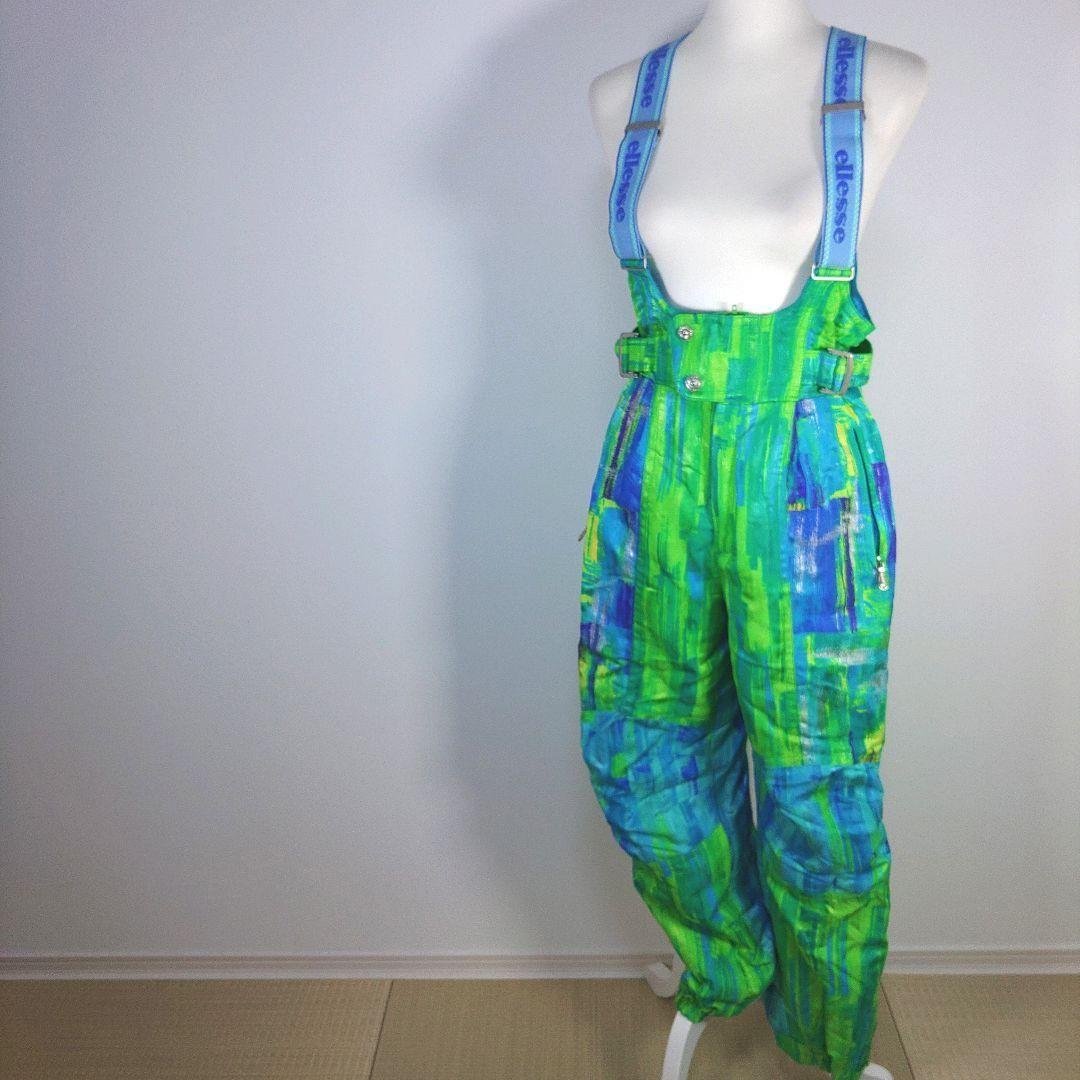 エレッセ　昭和レトロ　レディース　スキーウェア　Lサイズ　上下　ブルー　グリーン