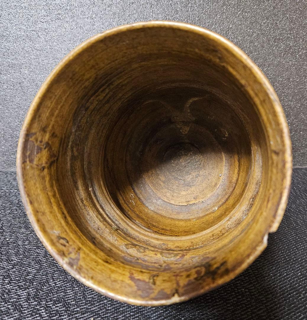 李氏朝鮮時代　韓国古美術　韓国古陶磁器　褐釉　下部面取壺　花入れ　会寧　古唐津