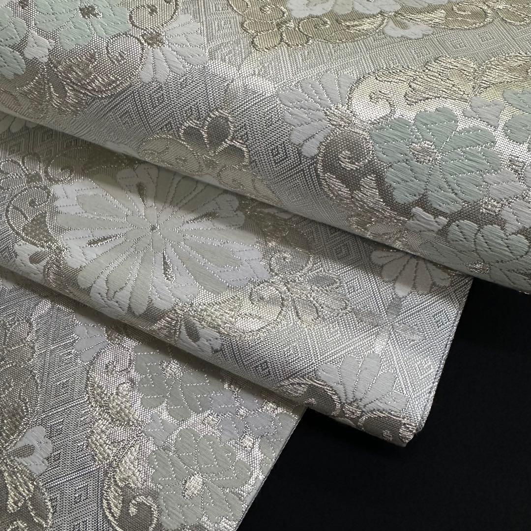 新品 袋帯 京都 西陣 樹 いつき 織物 白地 七宝 花菱 4876