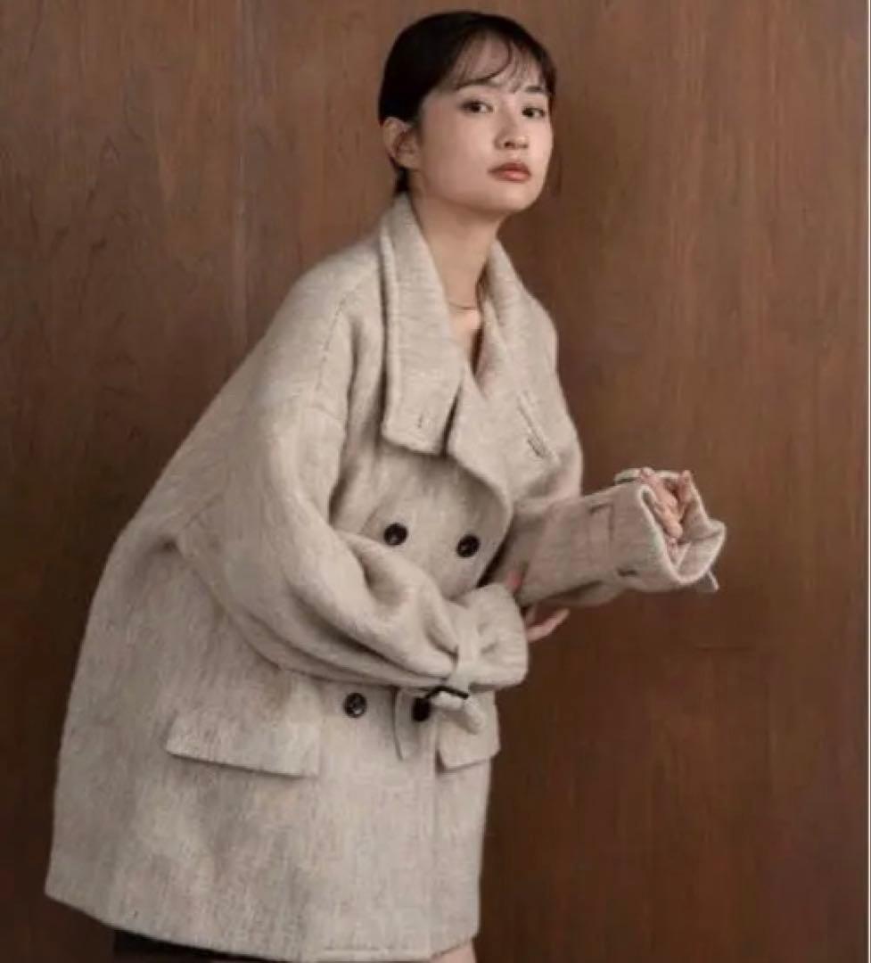 amiur 2way シャギーミディコート ベージュ