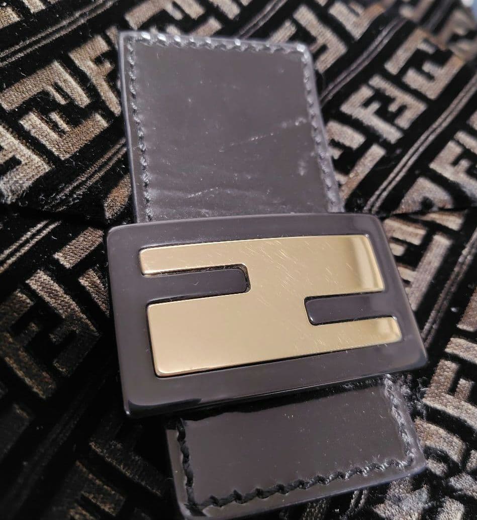 FENDI　ショルダーバッグ　チェーン　ズッキーノ　ベロア素材　保存袋