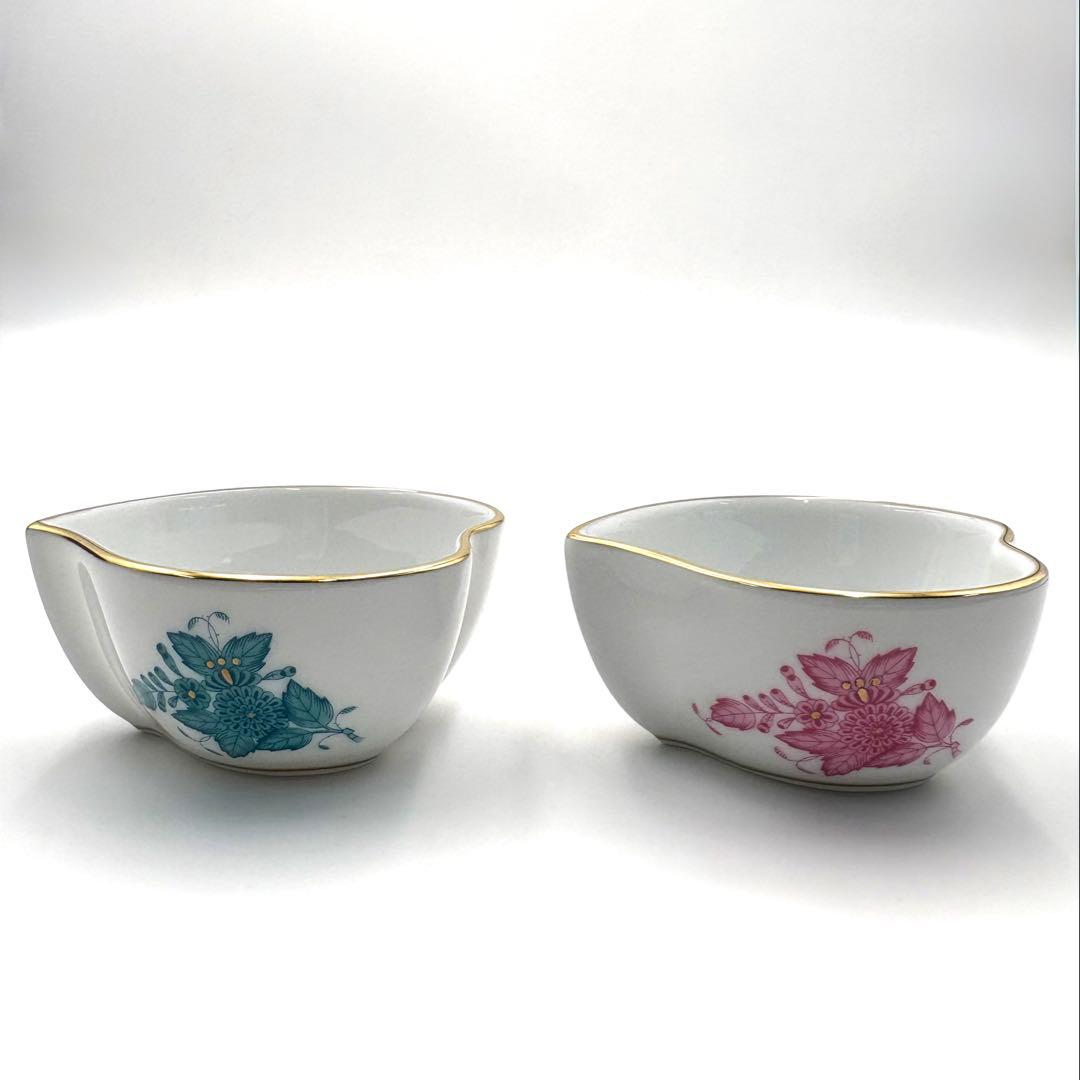 ヘレンド　ハート　小物入れ　ボンボン入れ　小鉢　アポニーターコイズ　ピンク箱付き