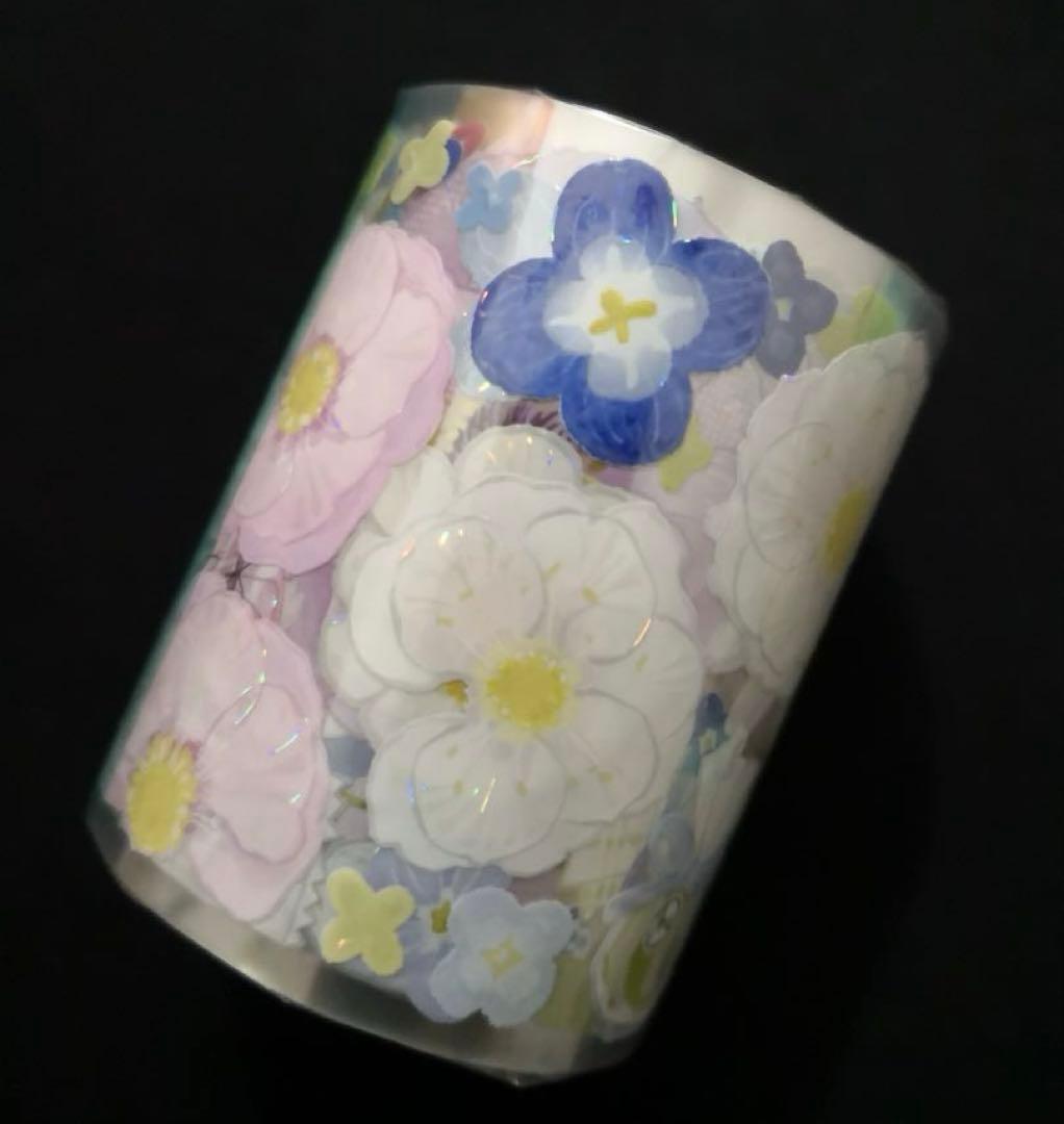 【8540】海外　マステ　3/5/巻売り　貝殻光マスキングテープ　お花