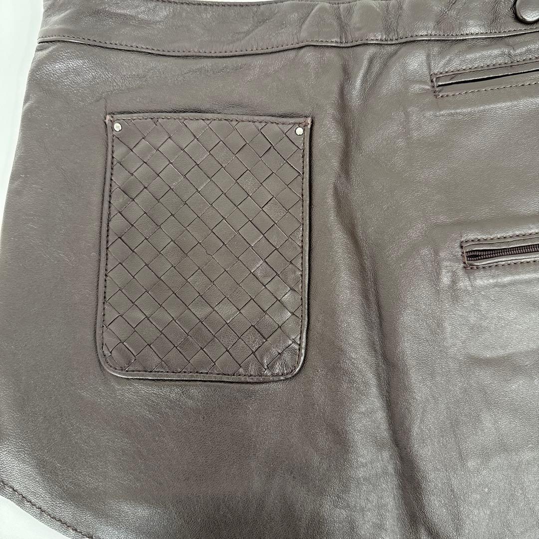 renoma レザー ミニエプロン　 ダークブラウン