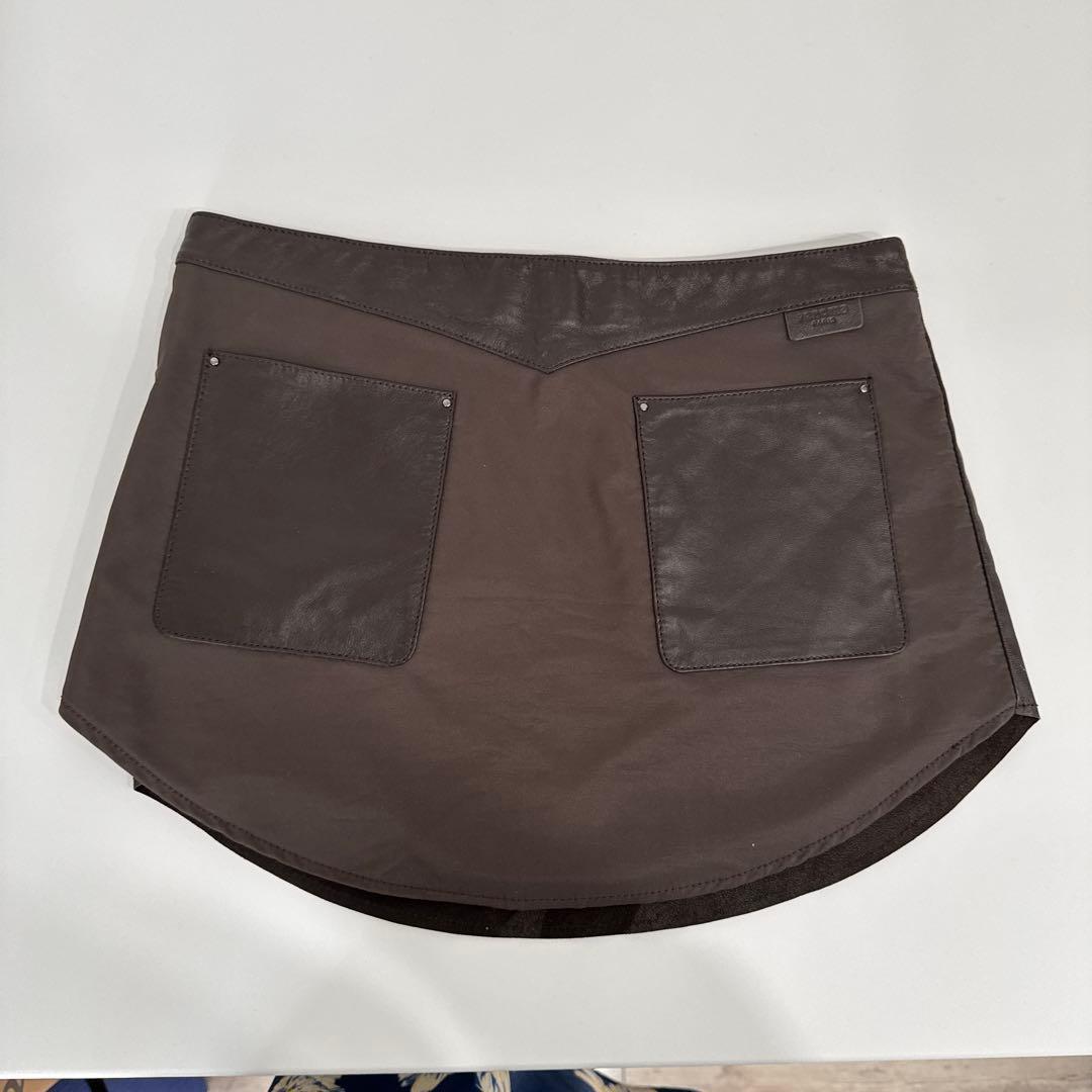 renoma レザー ミニエプロン　 ダークブラウン
