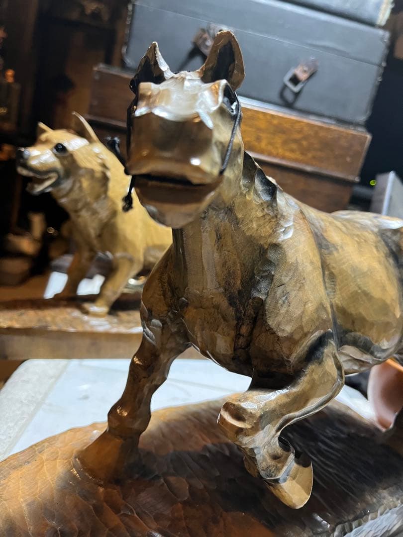 馬の木彫り、木彫りの馬、道産子馬木彫り、道産子馬、北海道の馬、番場馬