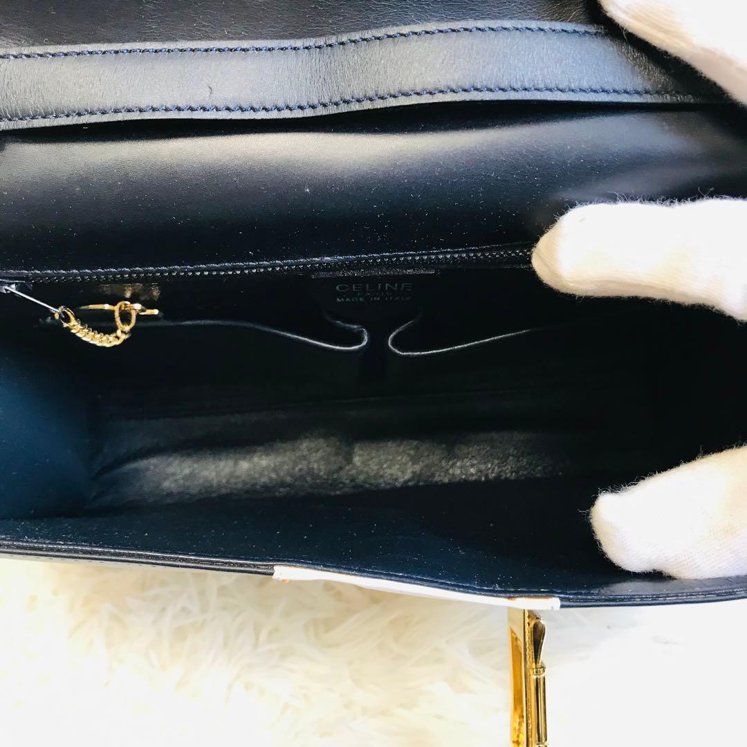 【極美品】セリーヌ ショルダーバッグ 肩掛け フラップ リボン ロゴ金具