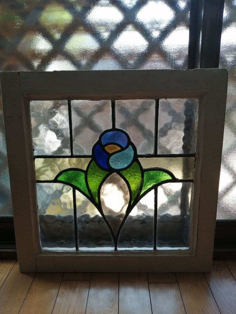 アンティーク　ステンドグラス　窓枠