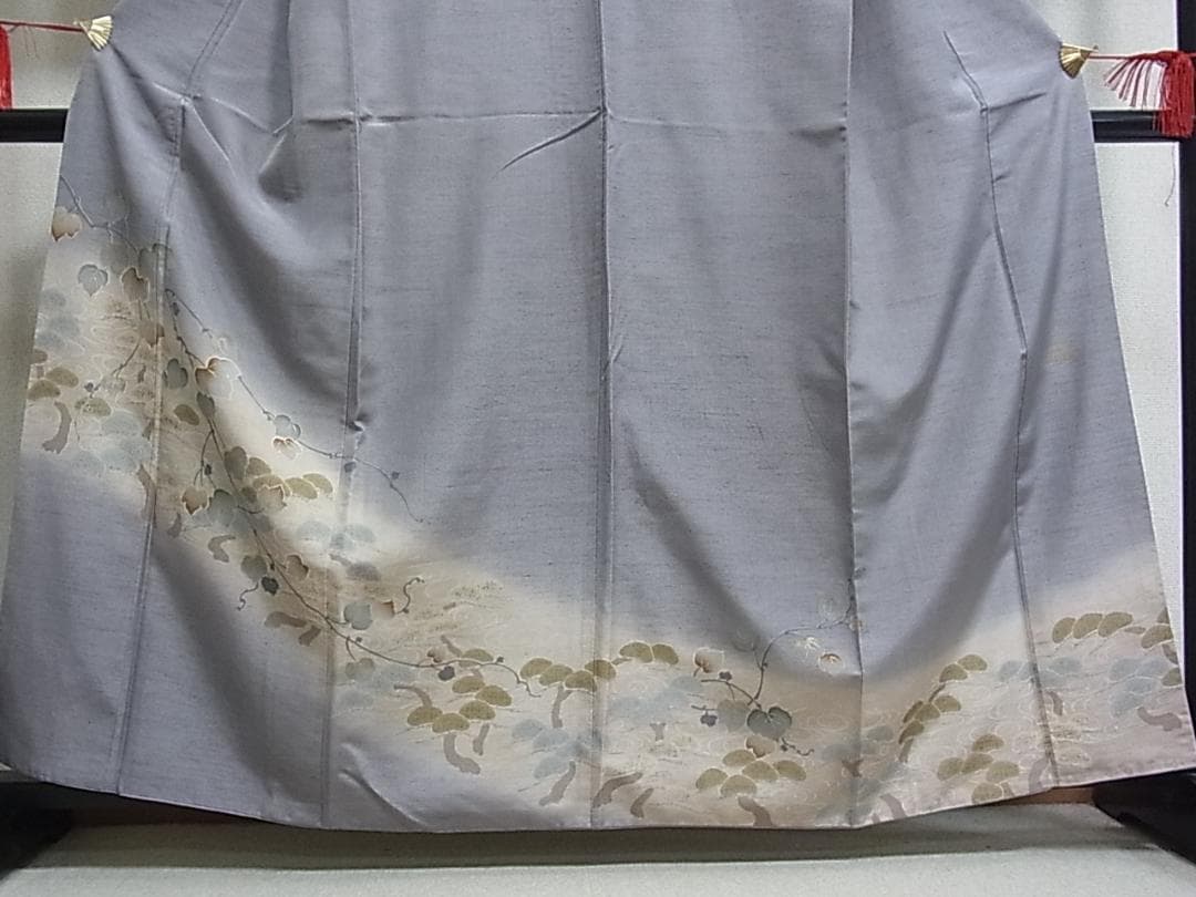 ♦︎きもの結♦︎小糸敬　訪問着　紬地　光琳松に蔦の葉　金彩　正絹♦︎sa129